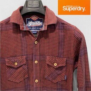 Superdry Red Plaid Button Down Shirt Size Medium